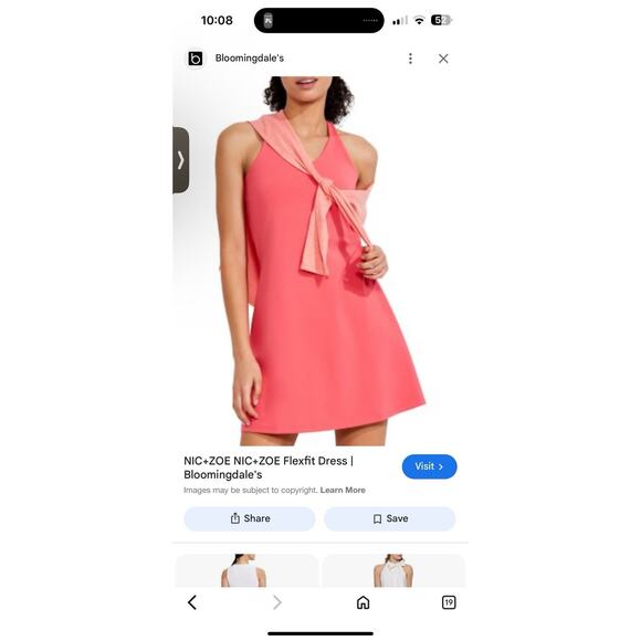 Nic+ Zoe Flexfit Active Performance Workout Dress Golf Attire Coral Punch Pink M - Picture 10 of 12